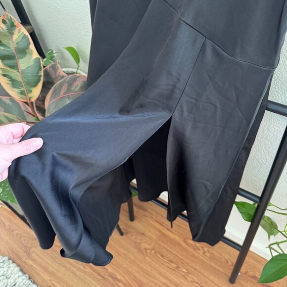 Banana Republic Black Satin Maxi/Midi Slip Skirt Size 6 - Picture 4 of 5